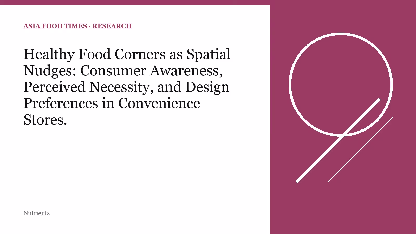 Healthy Food Corners as Spatial Nudges: Consumer Awareness, Perceived Necessity, and Design Preferences in Convenience Stores.